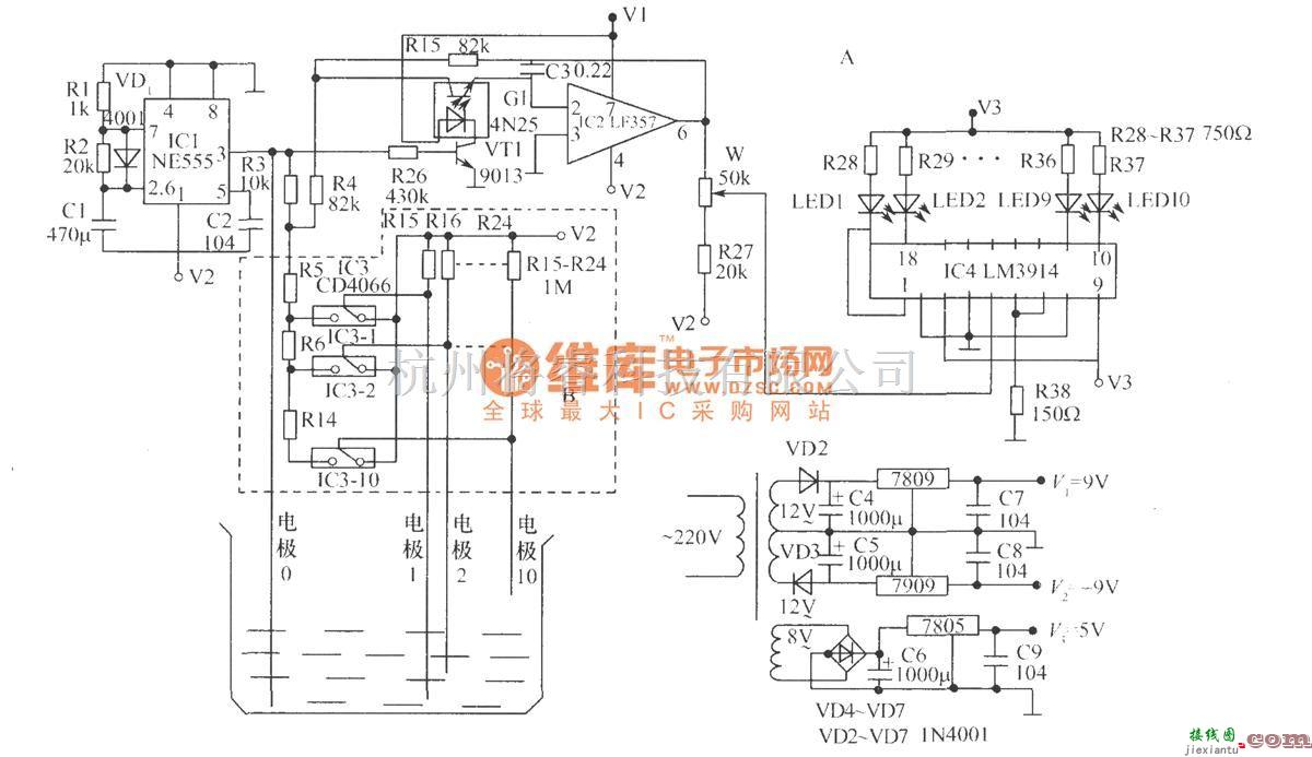 光电耦合器中的水位检测电路  第2张