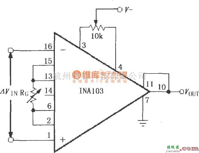 仪表放大器中的INA103失调电压可调电路  第1张