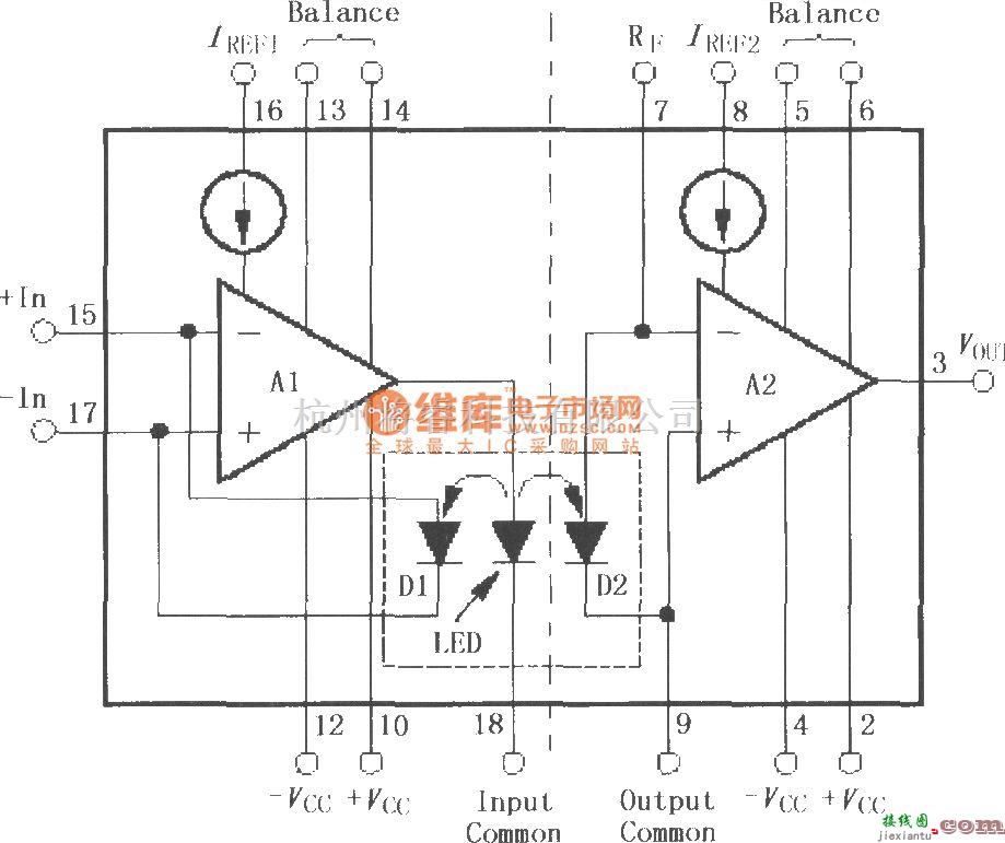 耦合隔离放大中的光耦线性隔离放大器ISO100  第2张