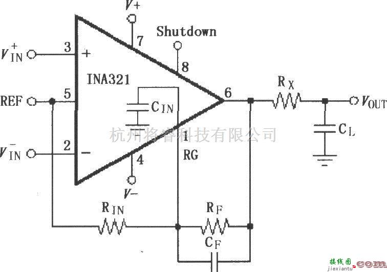 仪表放大器中的采用反馈电容改进动态特性的INA321／322放大电路  第1张