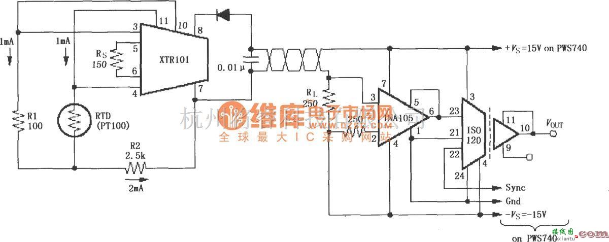 耦合隔离放大中的检测4～20mA环路仪器放大电路(ISO120、XTR101)  第1张