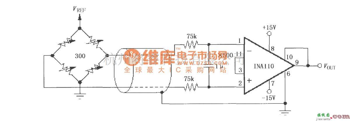 仪表放大器中的INA110桥路放大电路  第1张