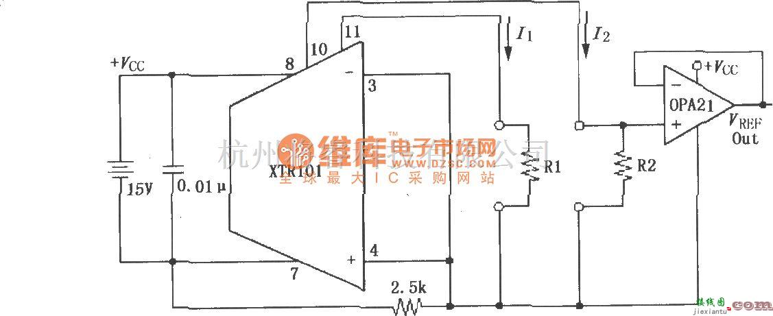 电流环放大中的由单电源供电的精密双电流源电路(XTR101)  第1张