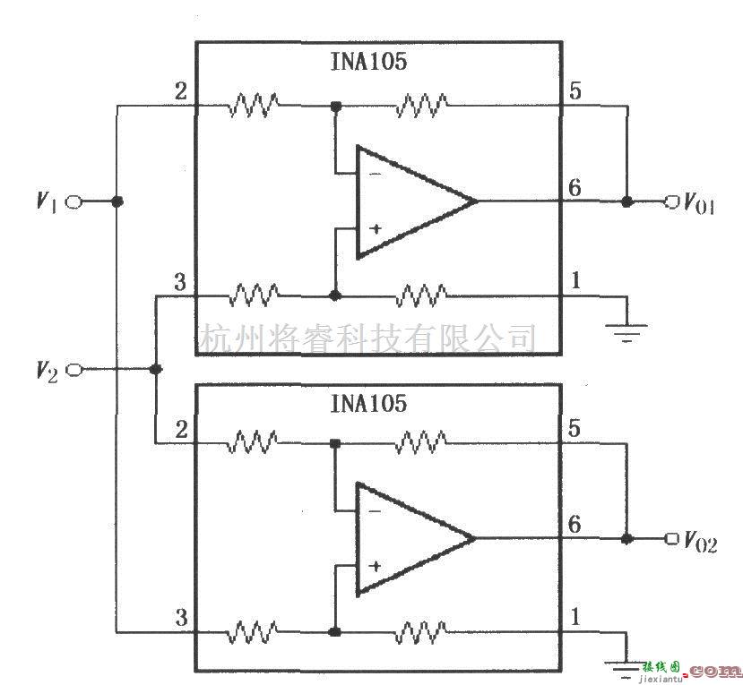 仪表放大器中的具有差动输出的差分放大器(INA105)  第1张