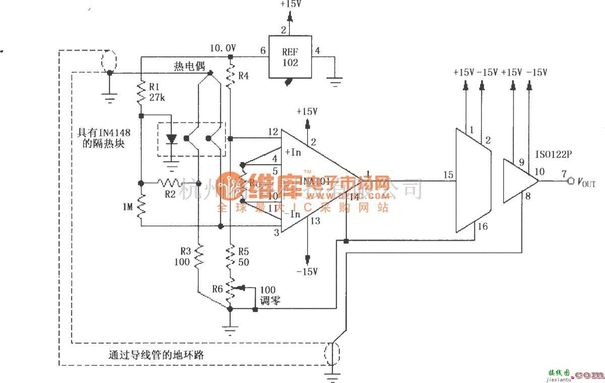 耦合隔离放大中的热电偶放大电路(ISO122P/124、INA101)  第1张