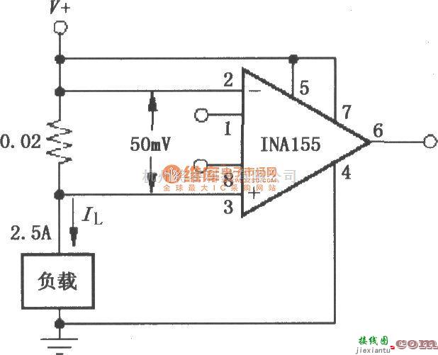 仪表放大器中的由INA155／156构成用于检测负载电流大小的单电源高端电流监视器  第1张