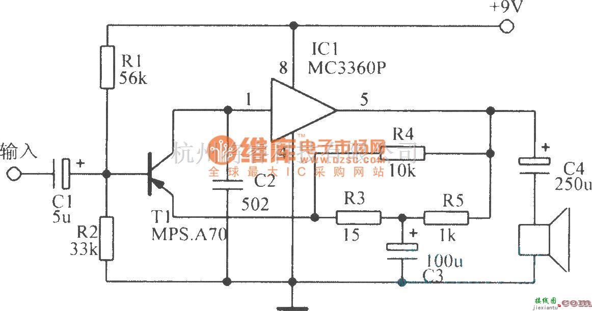 音频处理中的由MC3360P组成的音频功放电路  第1张