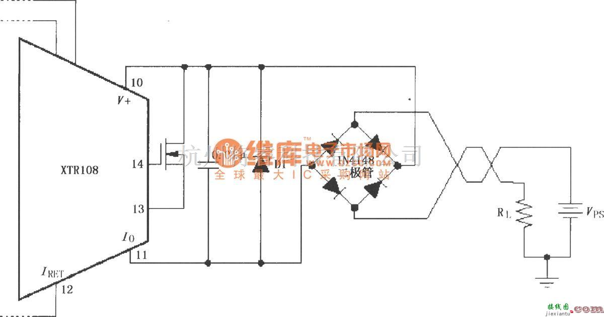 电流环放大中的XTR108反向电压和过压保护电路  第1张