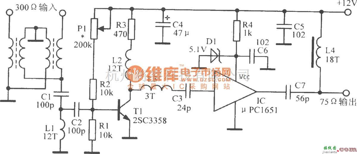 视频放大中的全频道电视天线放大电路  第1张