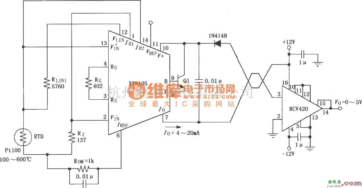 电流环放大中的RCV420与TXR105构成完整的4～20mA环路  第1张