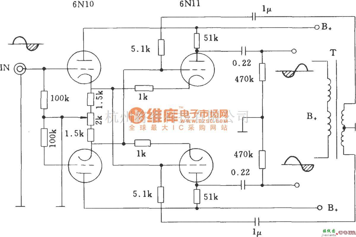 电子管功放中的电子管交叉平衡式倒相电路  第1张