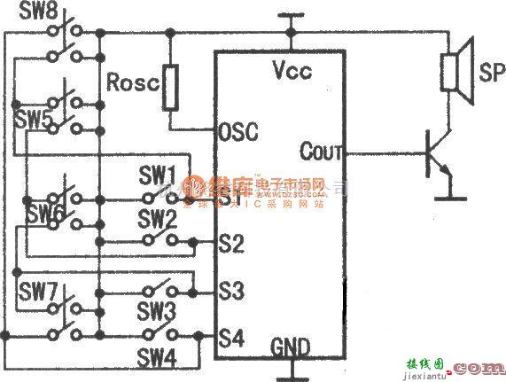 语音电路中的HY8000A八段语音电路原理图  第1张