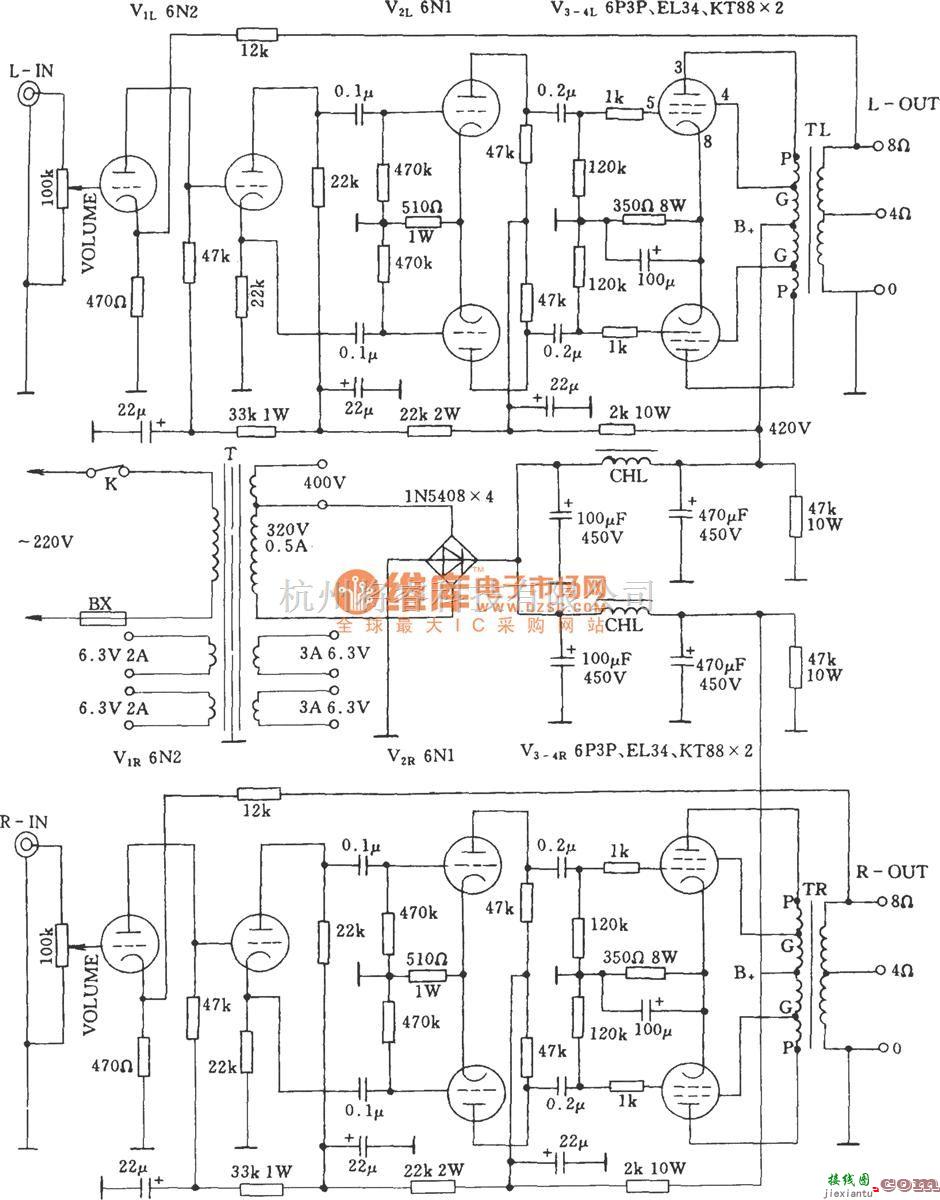 电子管功放中的电子管立体声功率放大器  第1张