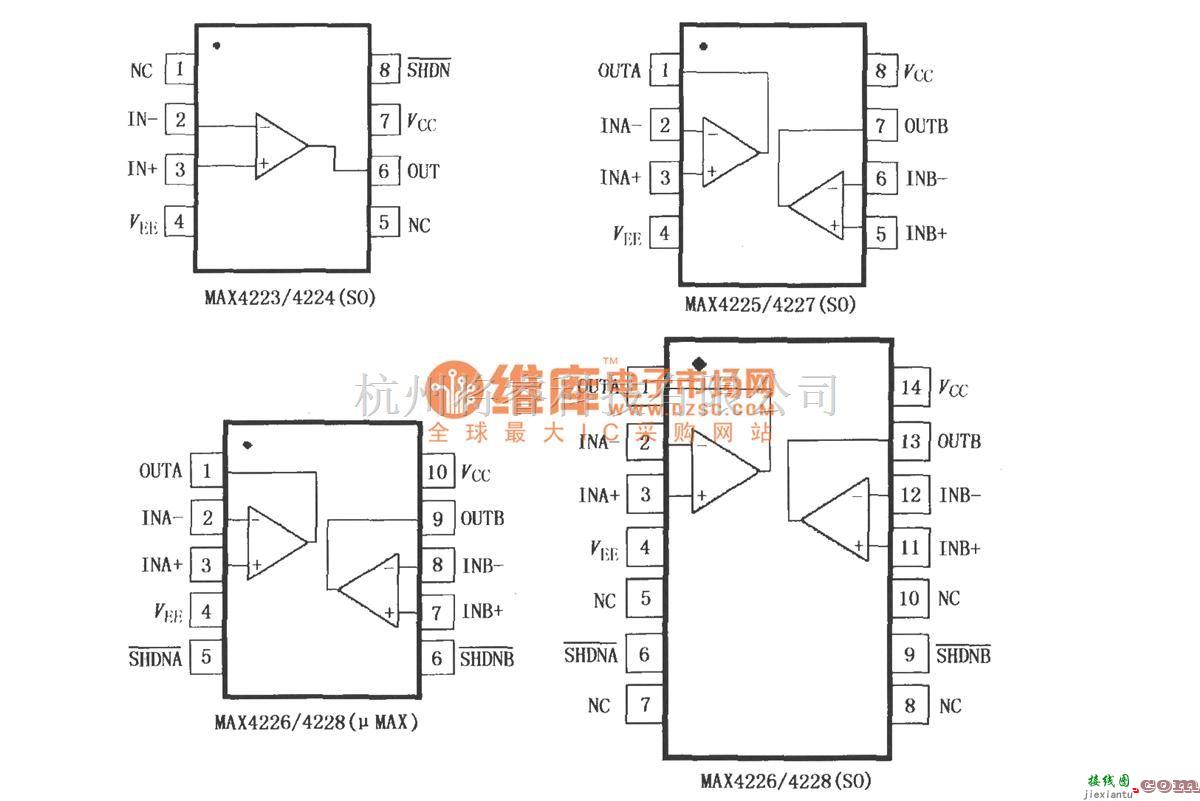 增益可调放大中的MAX4223～ MAX4228低功率电流反馈放大器  第1张