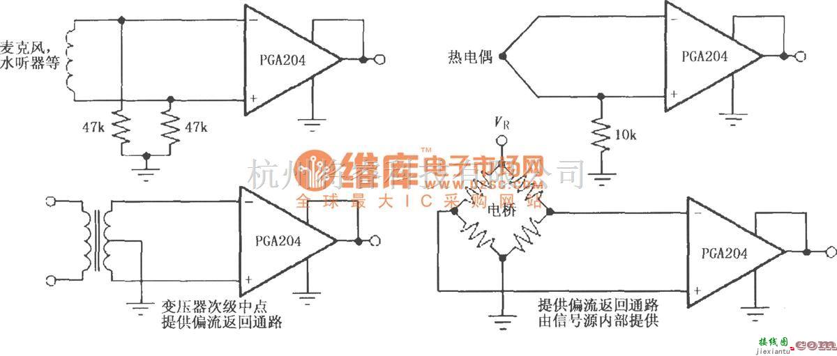 增益可调放大中的PGA204／205提供输入共模电流通路电路  第1张