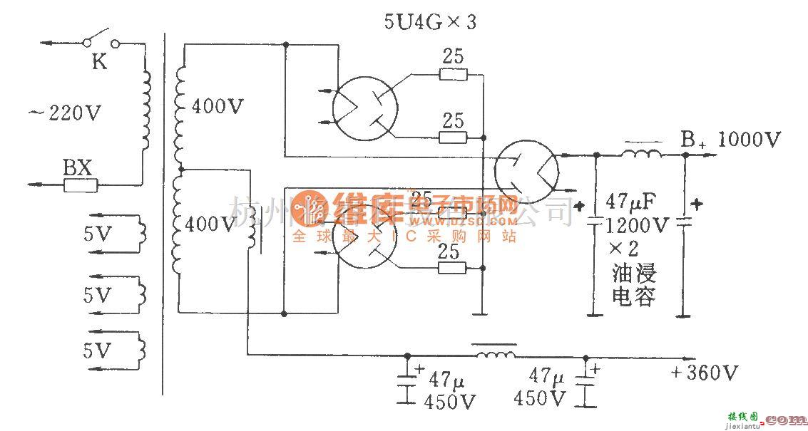 电子管功放中的桥式电子管高压整流电路  第1张