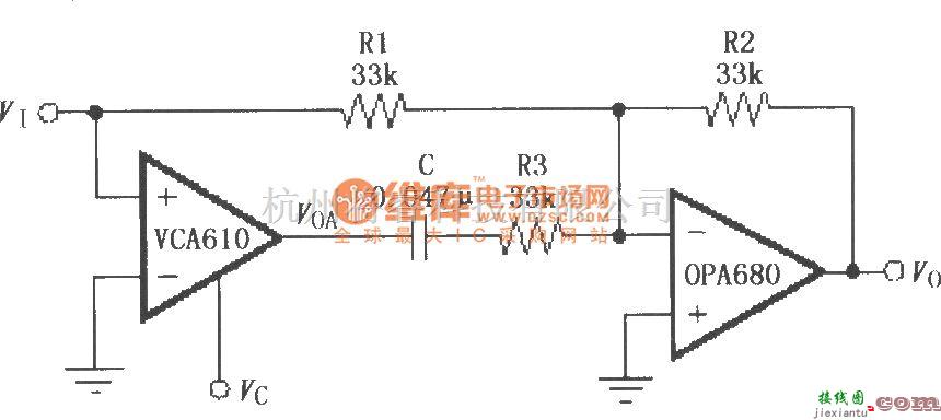 增益可调放大中的电压控制高通滤波电路(VCA610)  第1张