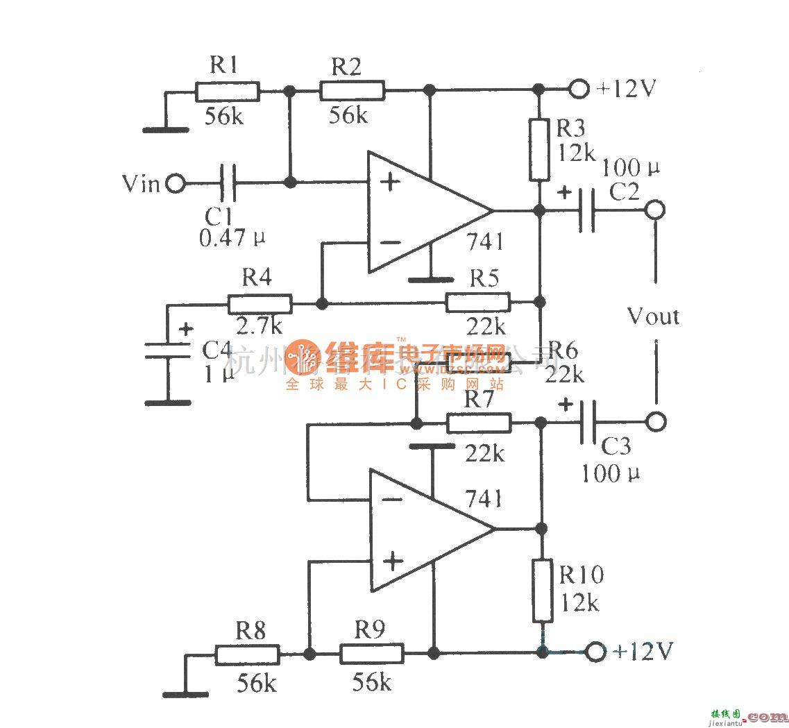 调节放大中的用双运放组成的平衡输出电路  第1张