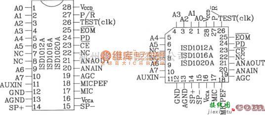 语音电路中的ISD1000A系列语音芯片的应用电路图  第1张