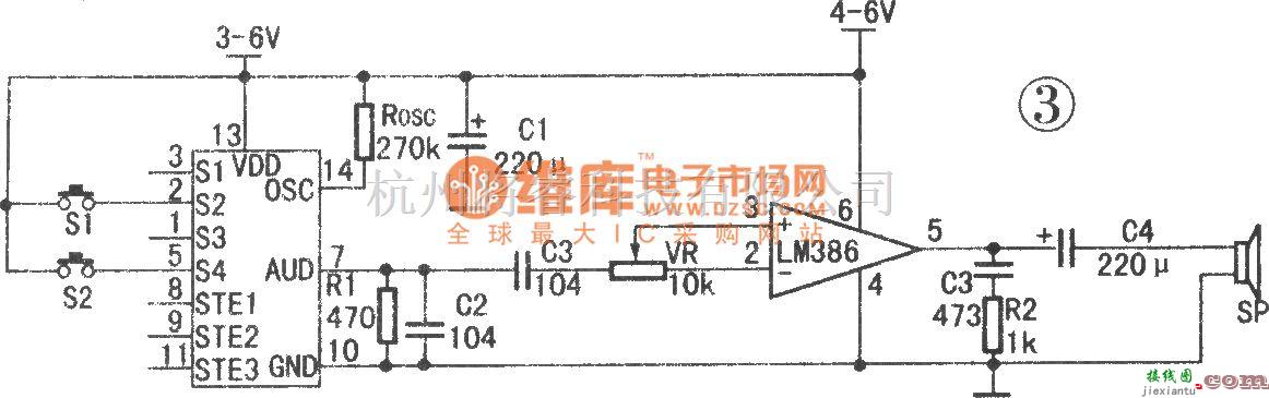 语音电路中的ML-01G与LM386相连应用电路(语音播放)  第1张