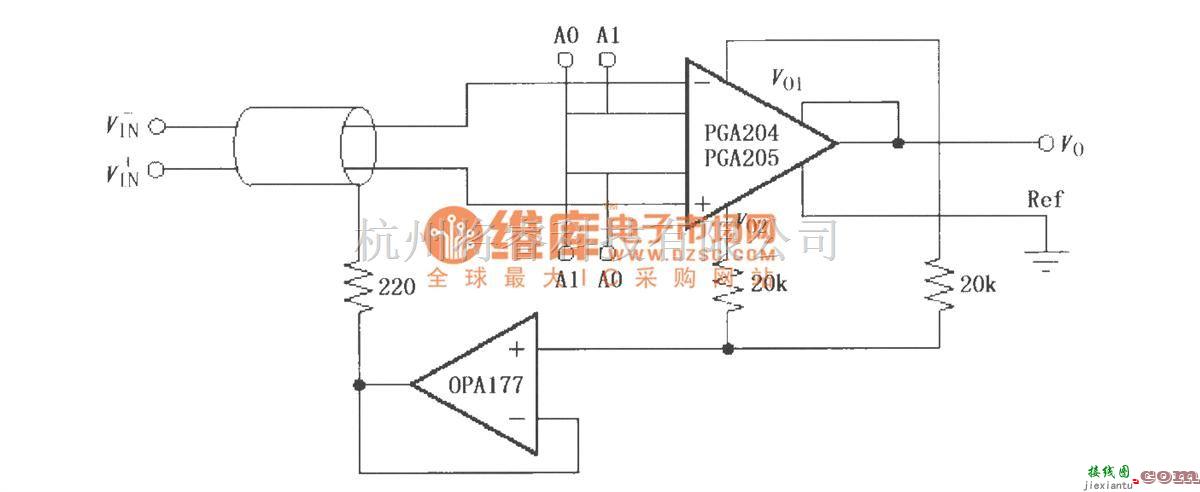 增益可调放大中的由PGA204/205构成的屏蔽驱动电路  第1张