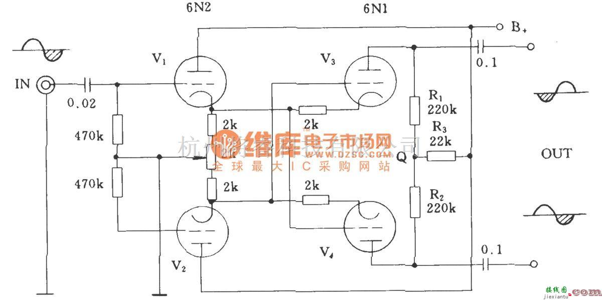 电子管功放中的电子管自动平衡式倒相电路  第1张