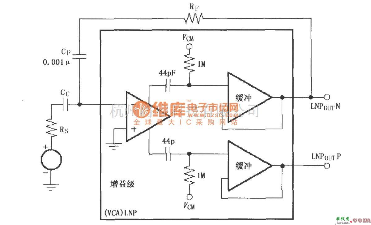 增益可调放大中的VCA2613/2616低频LNP时间常数电路  第1张