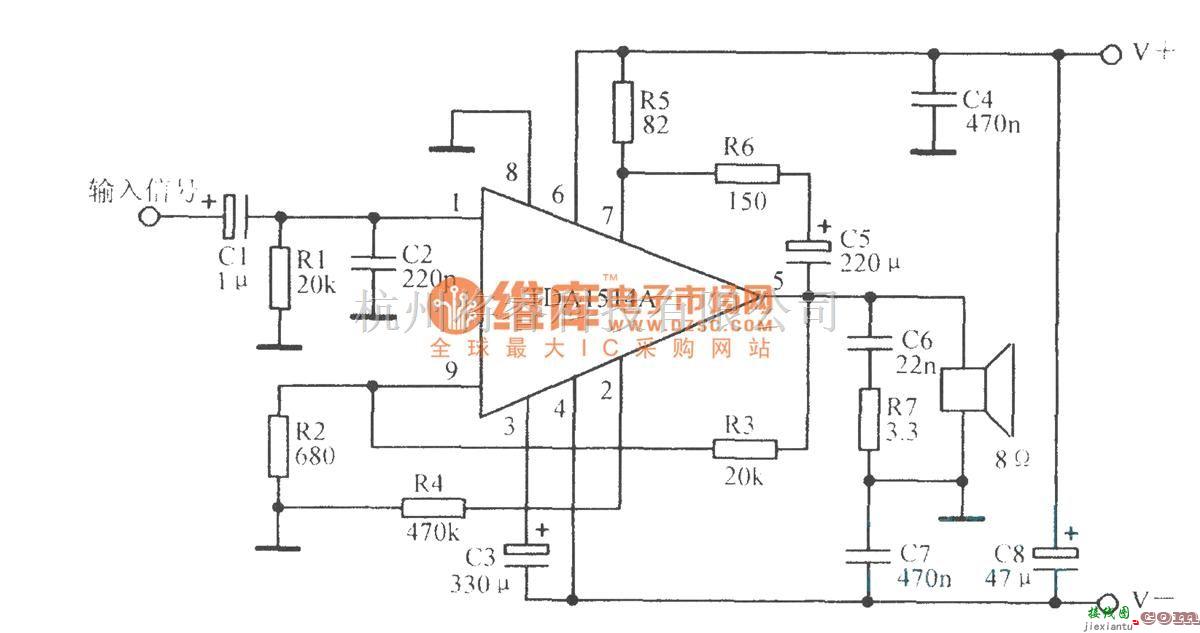 音频处理中的TDAl514A典型应用电路  第1张