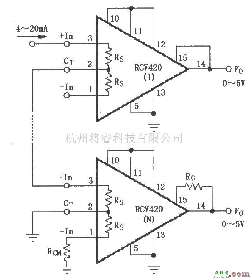 电流环放大中的RCV420串联4～20mA接收器  第1张