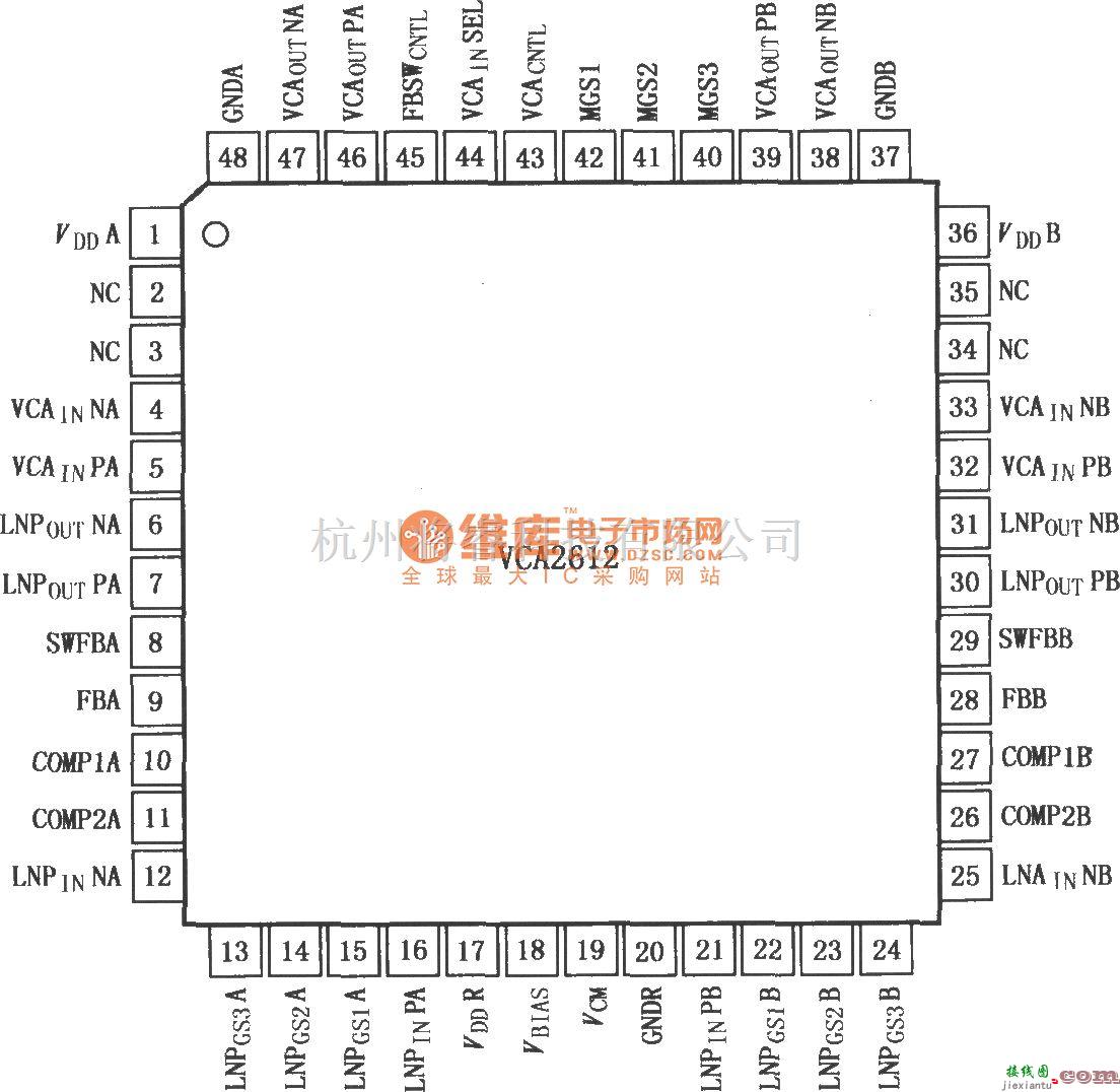 增益可调放大中的VCA2612／2613／2616具有低噪声前置放大的可变增益放大器  第1张