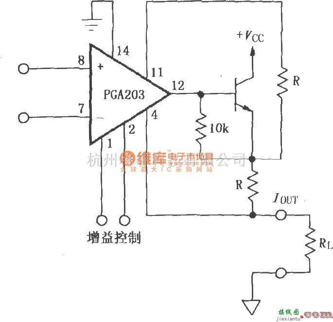 增益可调放大中的由PGA203构成的可编程电流源  第1张