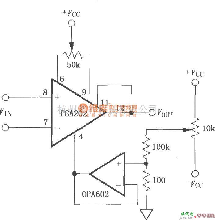 增益可调放大中的PGA202失调电压校正电路  第1张