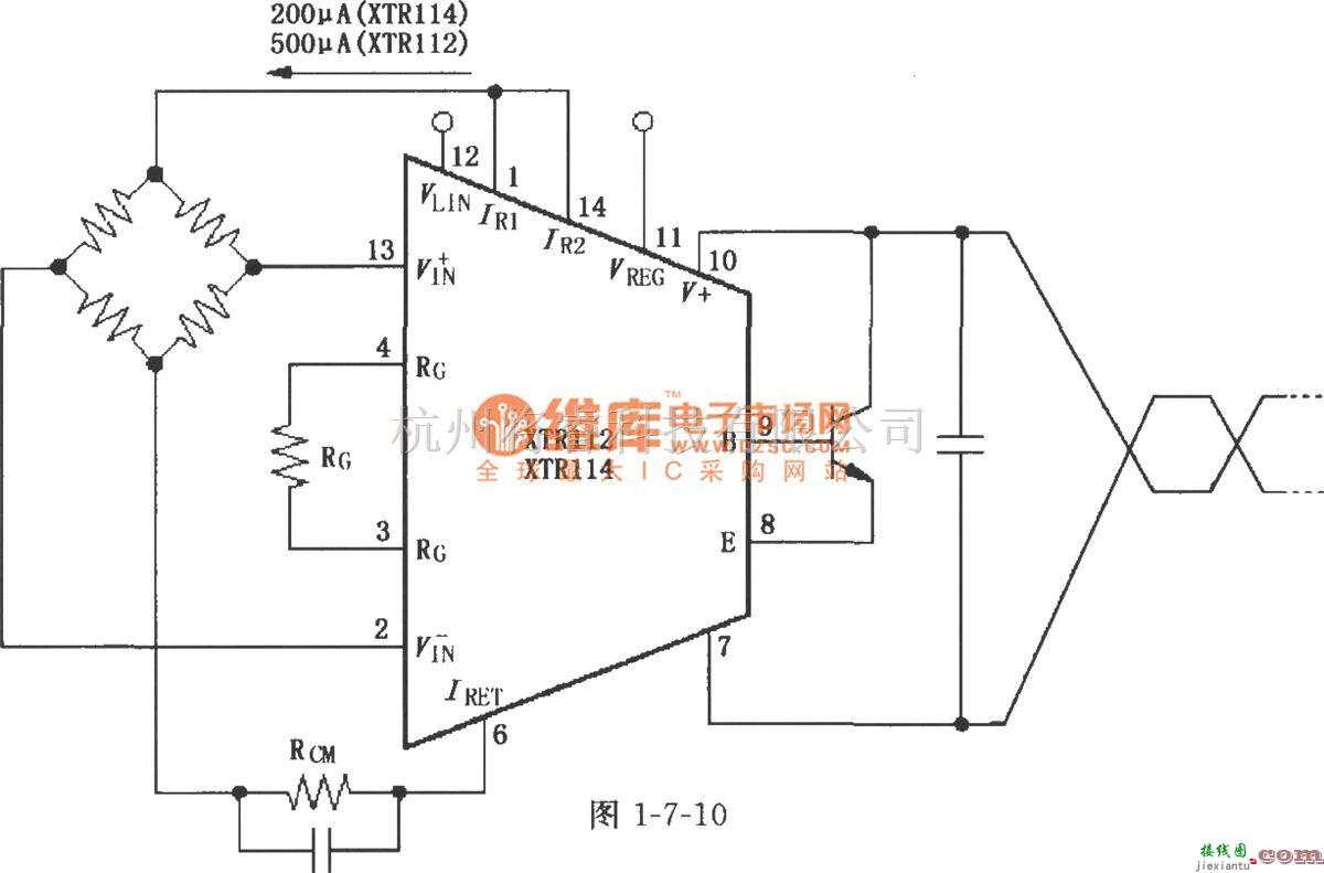 电流环放大中的XTR112/114电桥输入、电流激励电路  第1张