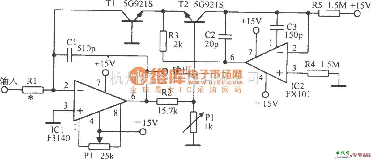 调节放大中的具有温度补偿的对数放大电路  第1张