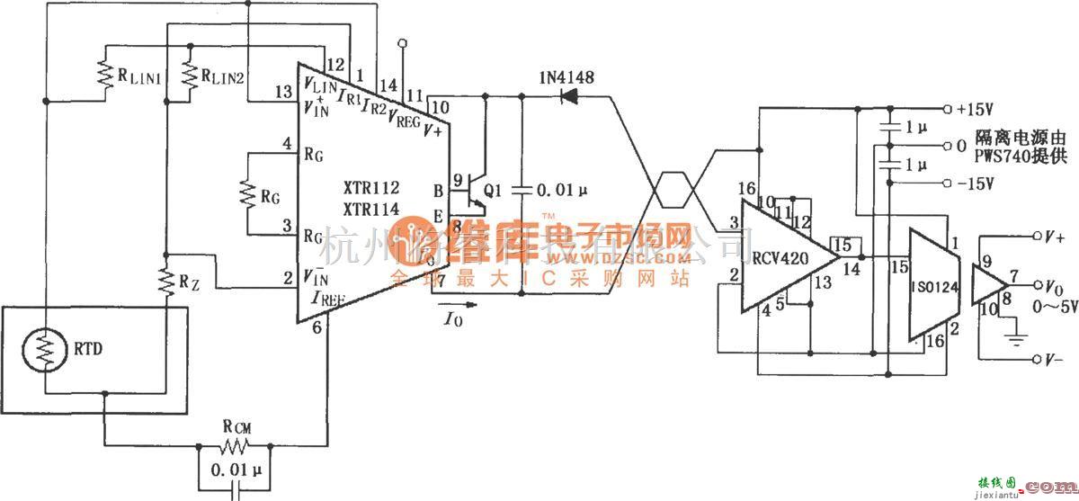 电流环放大中的XTR112/114隔离式发送／接收环电路  第1张