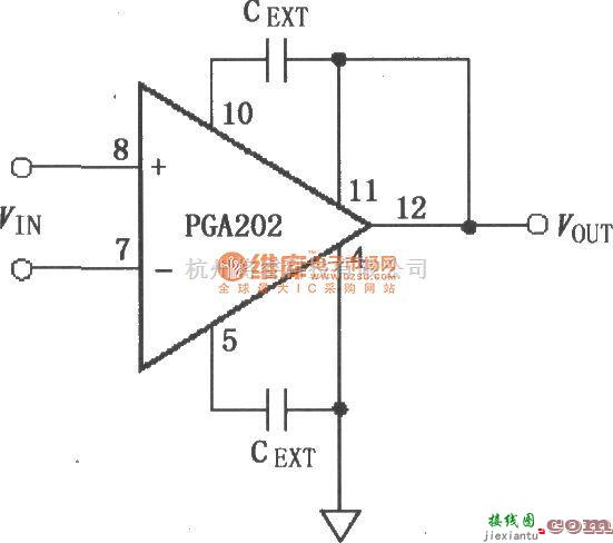 增益可调放大中的PGA202输出滤波电路  第1张