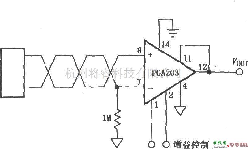 增益可调放大中的信号源悬浮的可编程仪表放大器(PGA203)  第1张