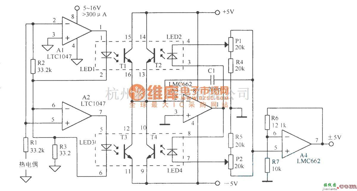 调节放大中的光隔离超稳定零点的放大电路  第1张