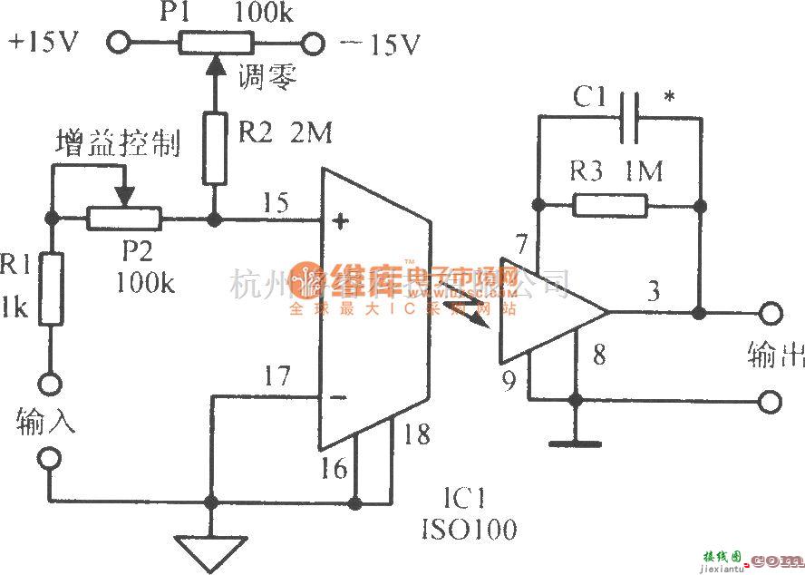 调节放大中的增益可调的测试设备隔离放大电路  第1张