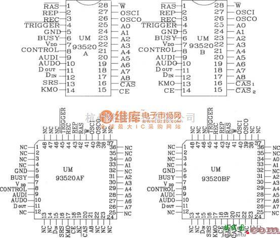 语音电路中的语音合成芯片UM93520A／B应用电路图  第1张