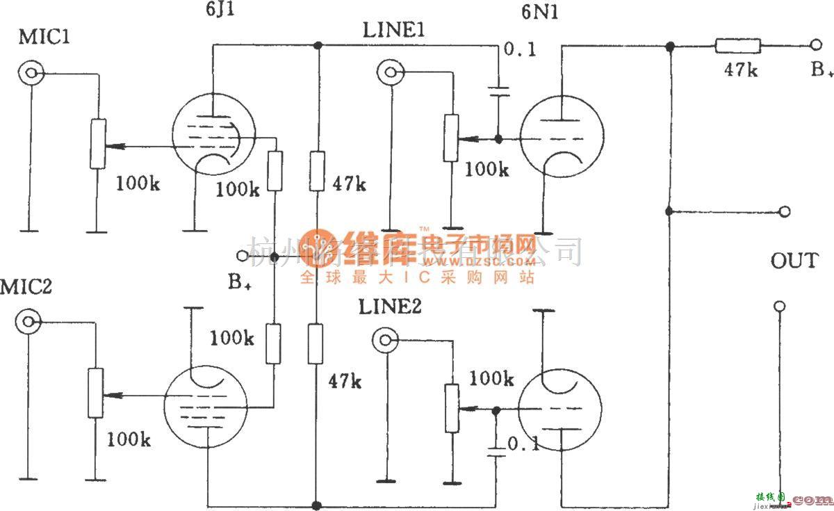 电子管功放中的电子管多路音频混合电路2  第1张