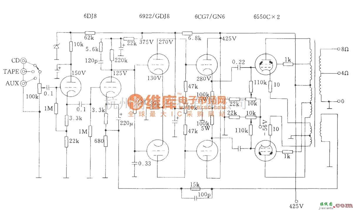 电子管功放中的电子管斯巴克765A（SPARK765A）功放电路图  第1张