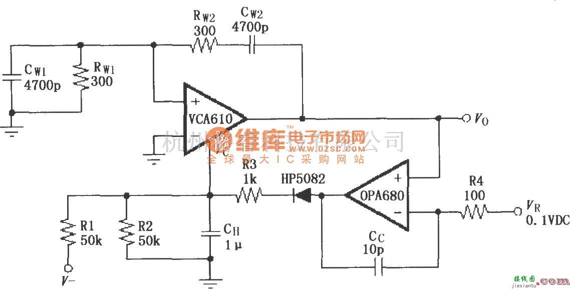 增益可调放大中的稳幅振荡电路(VCA610/OPA680)  第1张