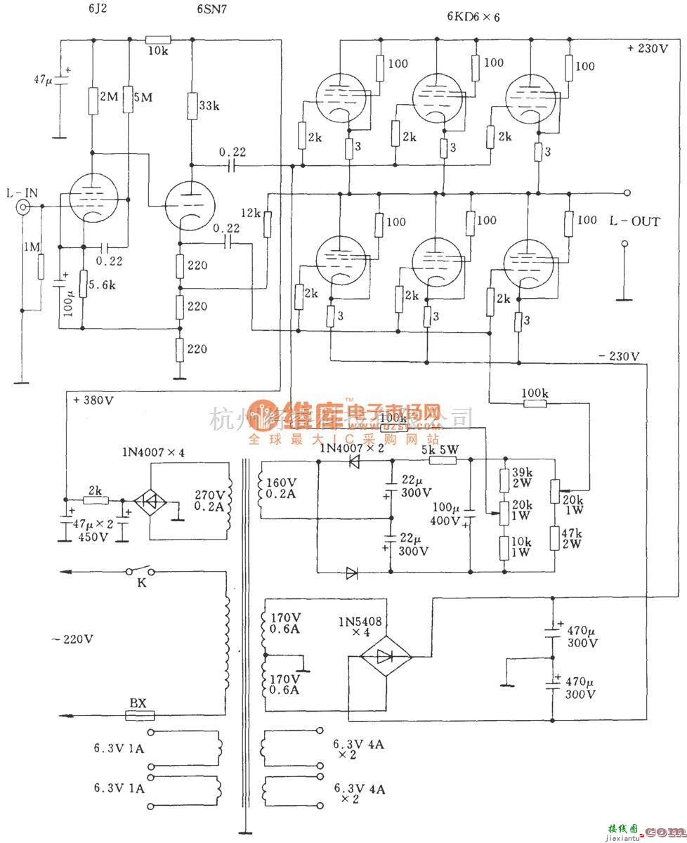 电子管功放中的普通功率电子管改三极管接法的0TL功放  第1张