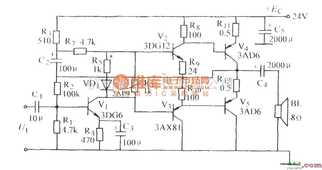 调节放大中的互补对称功率放大电路  第1张