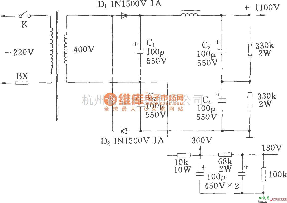 电子管功放中的常用的高压倍压电路（用于电子管功放）  第1张