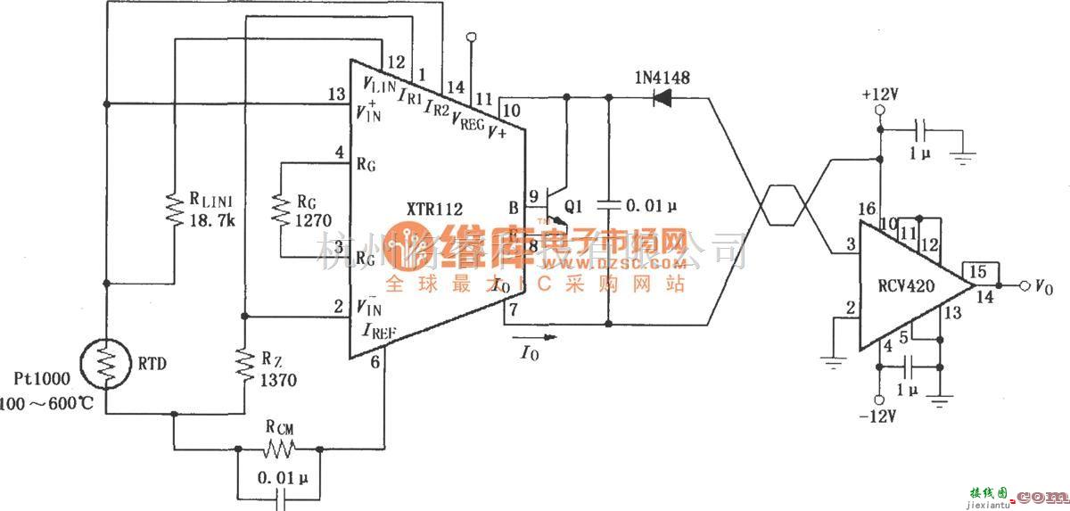 电流环放大中的XTR112、RCV420组成的发送／接收环电路  第1张