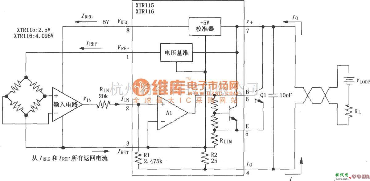 电流环放大中的XTR115/116基本连接电路  第1张