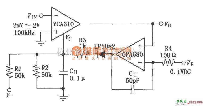 增益可调放大中的VCA610与运放OPA680构成的AGC电路  第1张