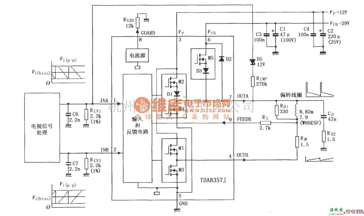 视频放大中的TDA8357J／8359J应用电路  第1张